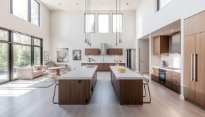 Open concept kitchen living room design